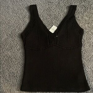 GAP NWT Crotchet Sweater Crop Tank Top, Size XS, Black